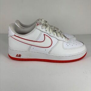 Nike Air Force 1 Low White Red Trim Sneakers Mens Size 7 Athletic Shoes